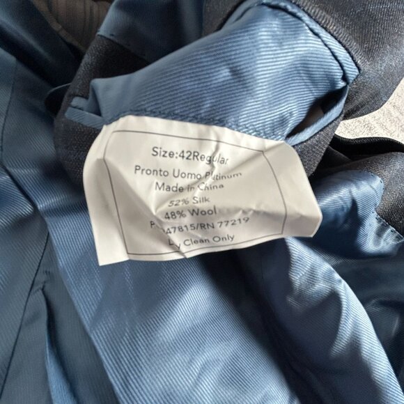 Pronto Uomo Platinum Mens Gray Plaid Silk Wool Blazer Size 42R Two-Button NWOT - Picture 4 of 7